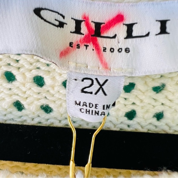 CROCHET FLORAL AND STRIPES CREAM TAN FLUTTER SLEEVE PULLOVER SWEATER SIZE 2X NWT - Picture 6 of 9